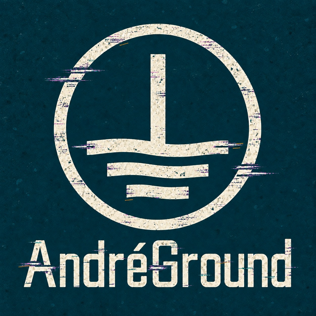 AndréGround logo: cream circular emblem and wordmark on deep teal